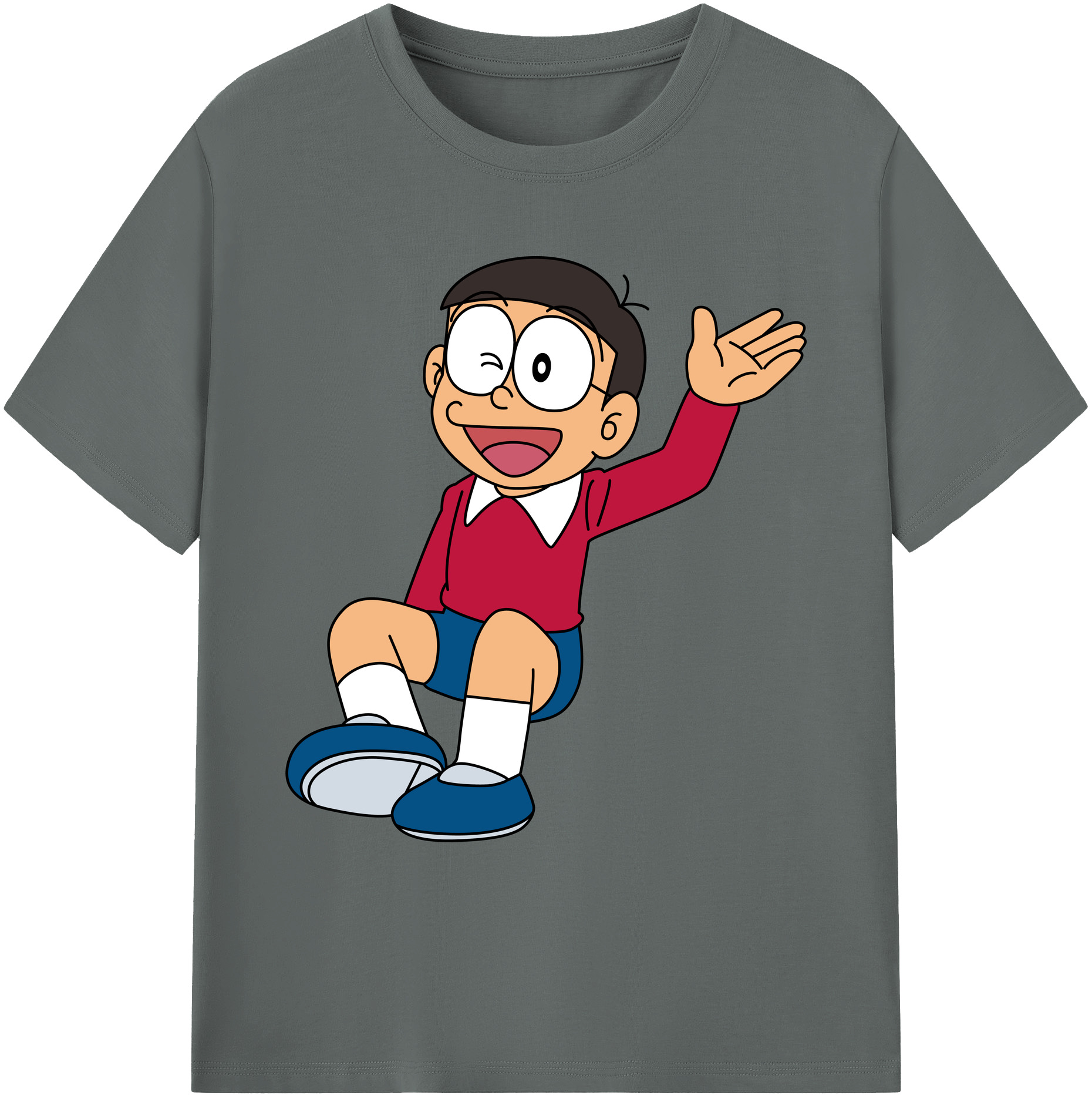 （画像用） ドラえもん 野比 のび太 Doraemon Nobita Nobi 綿100％ メンズ半袖Tシャツ｜肌触りやわらか＆通気性